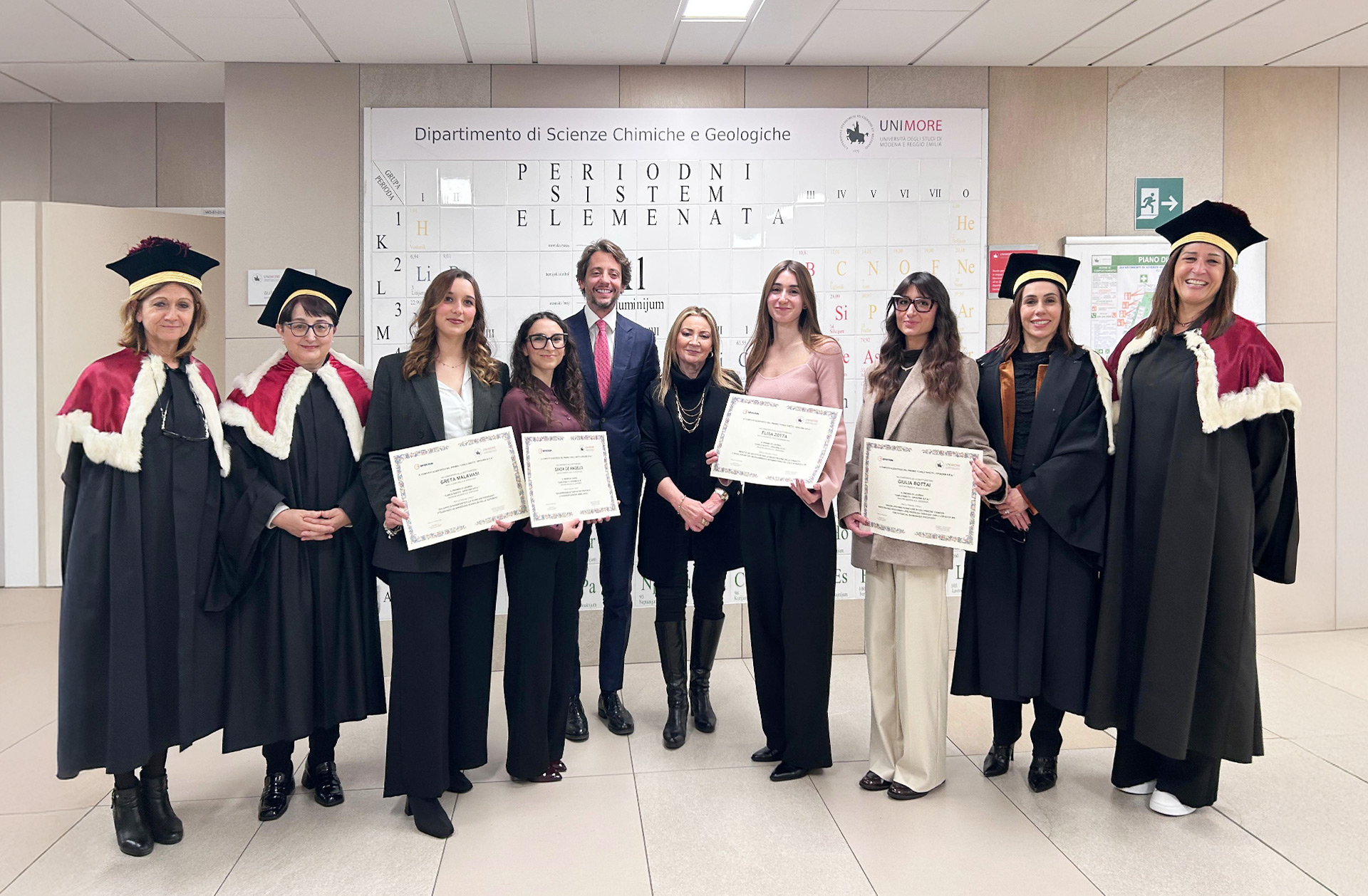 Premiate le quattro studentesse Unimore vincitrici della seconda edizione del Bando Premi di Laurea “Carlo Saetti – Opocrin S.p.A.”